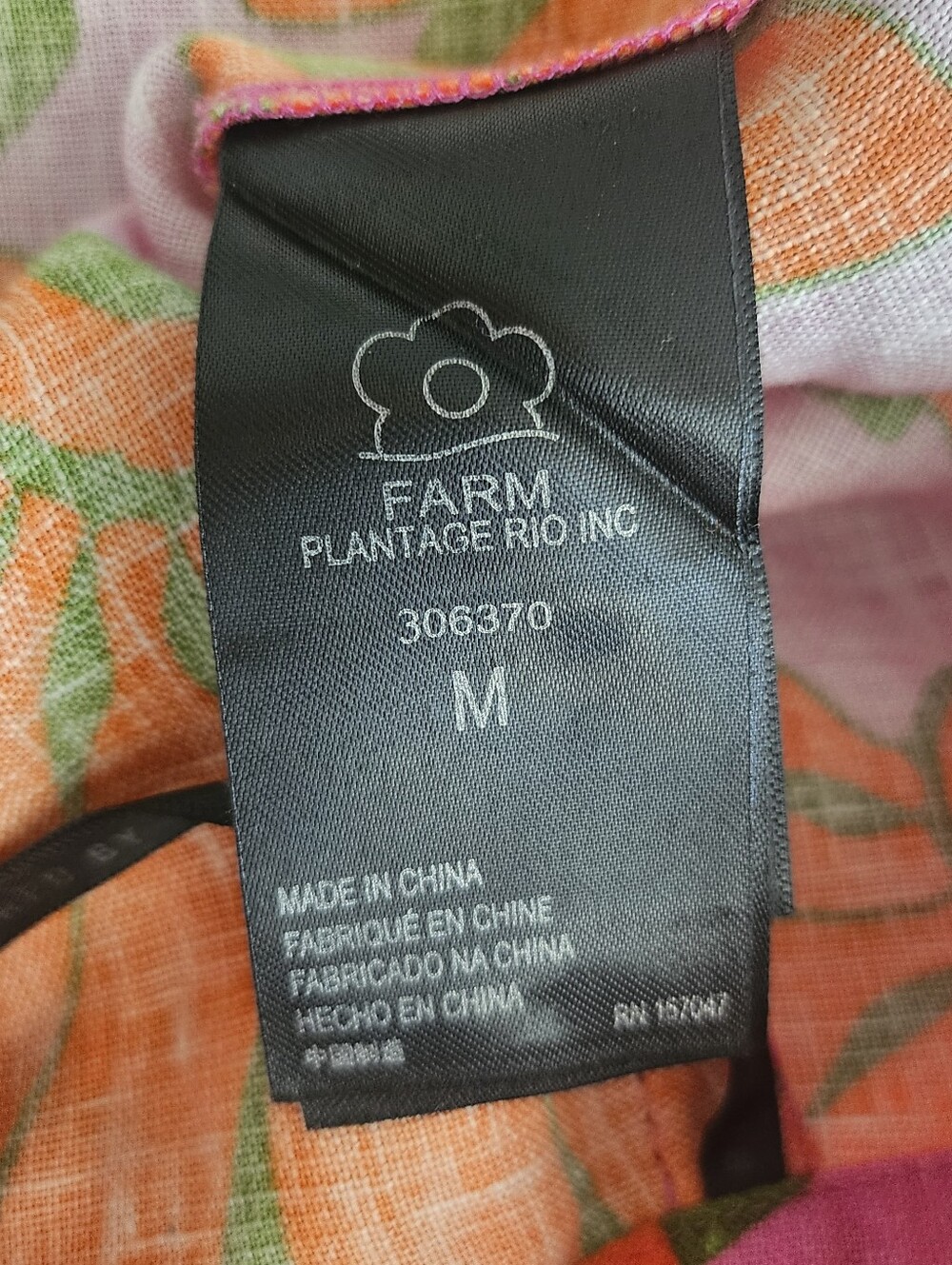 FARM Rio Pink Wide-Leg Linen Floral Trousers with Orange Blooms M - Picture 9 of 9